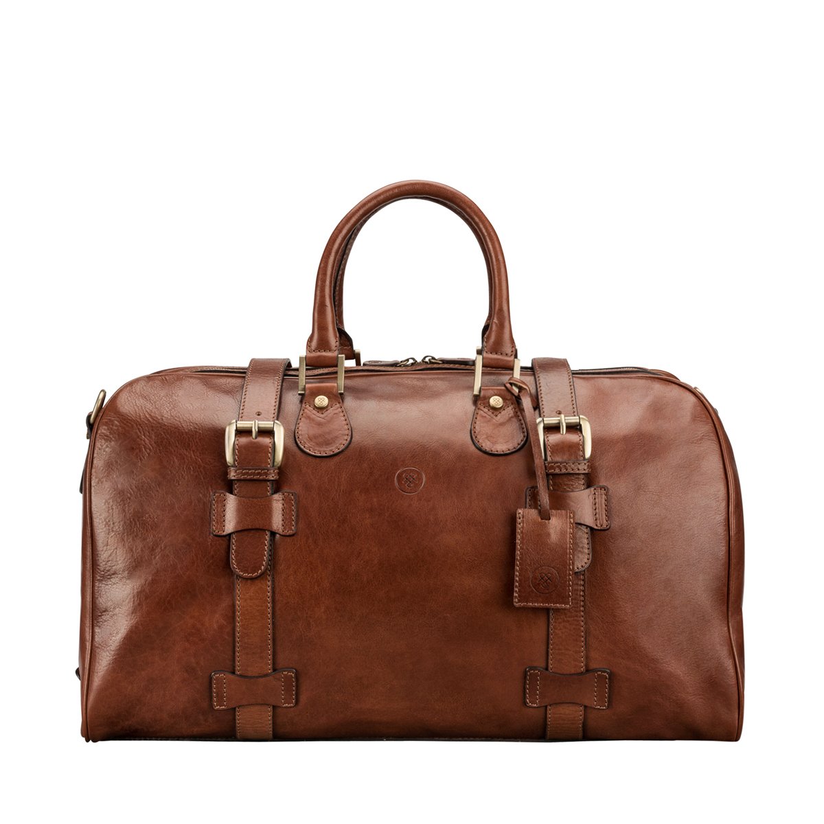 Maxwell Scott Bags - Tan Quality Italian Leather Overnight Bag
