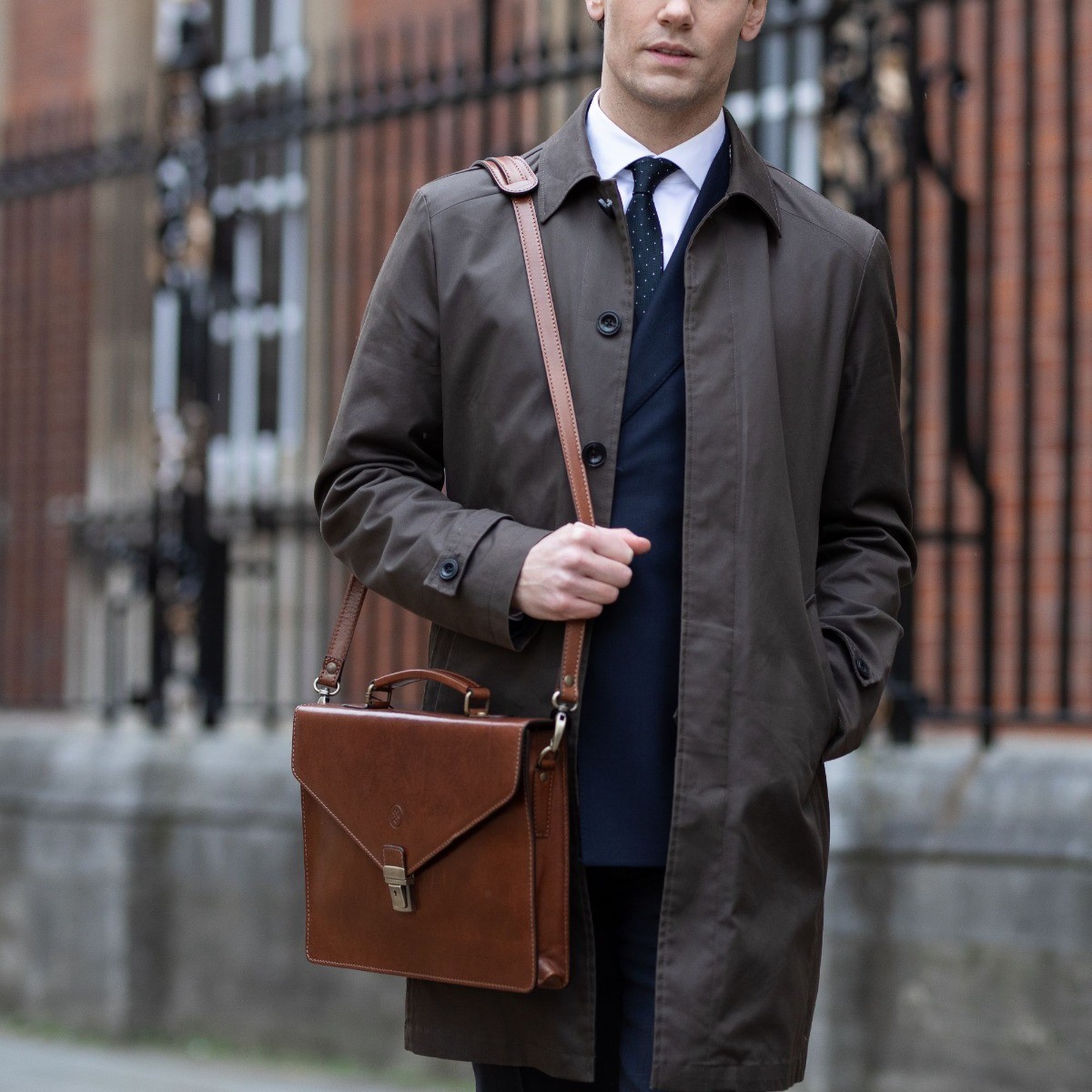 Lorenzo Men's Italian Leather Slim Briefcase - Maxwell-Scott