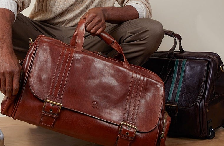  Maxwell Scott, Luxury Leather Holdall Bag (Carry-On Size), The Farini, Handmade In Italy
