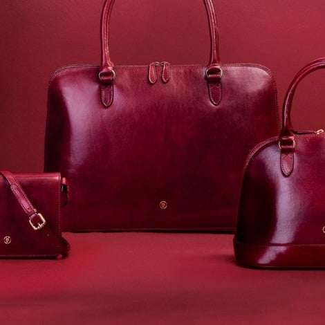 luxury croco leather handbag red