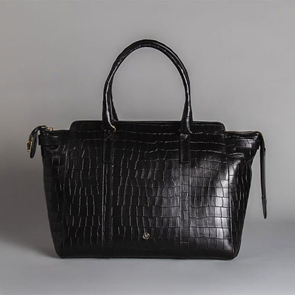 premium leather croco business tote