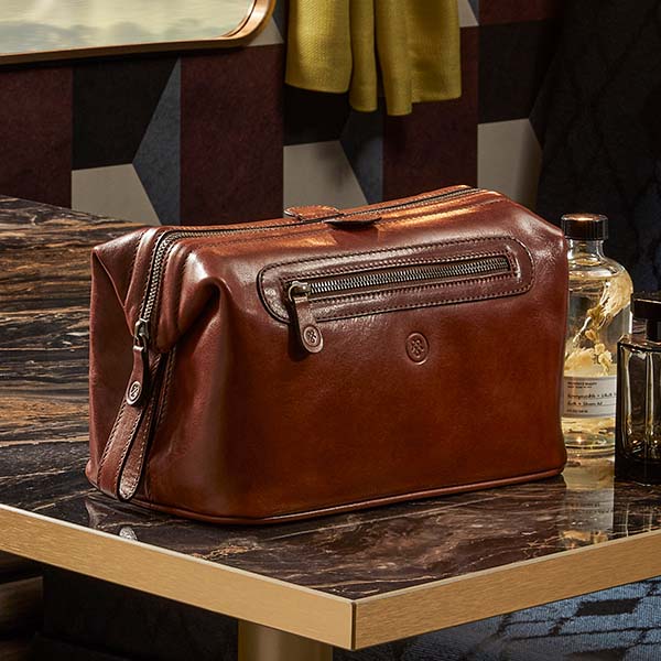 high quality leather toiletry bag