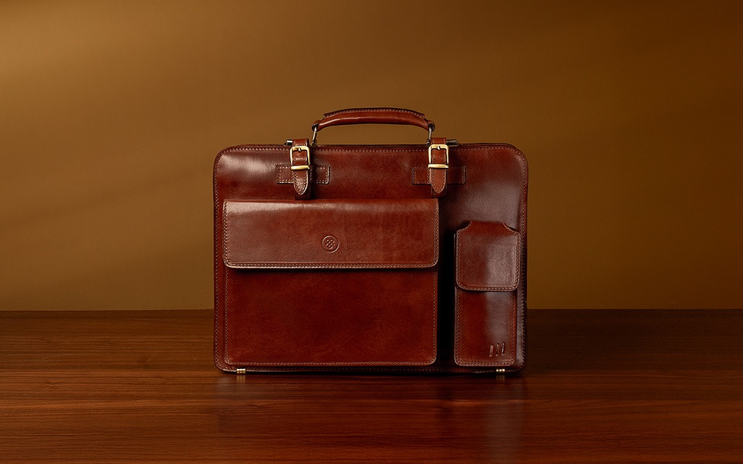 Alanzo Men's Italian Leather Business Briefcase - Maxwell-Scott